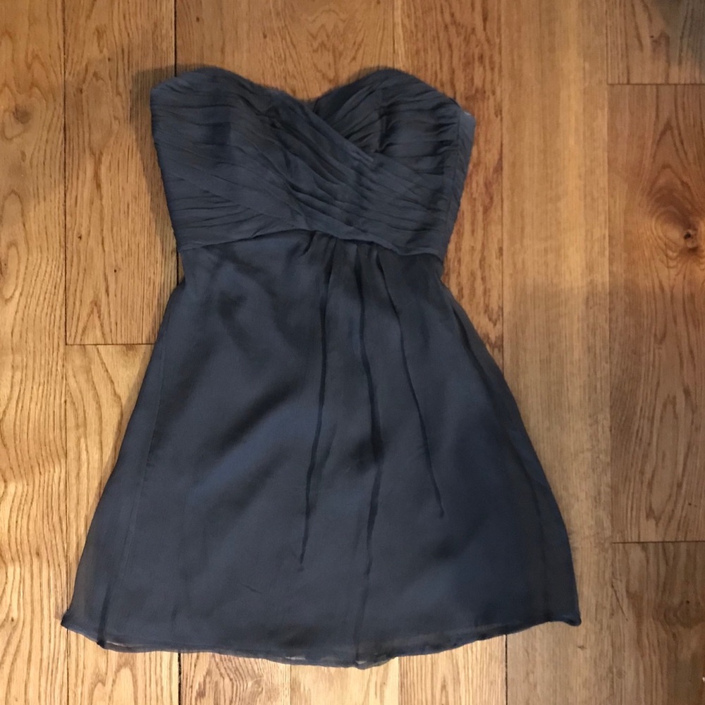 Amsale Grey Silk Chiffon Bridesmaid Dress- sz 0
